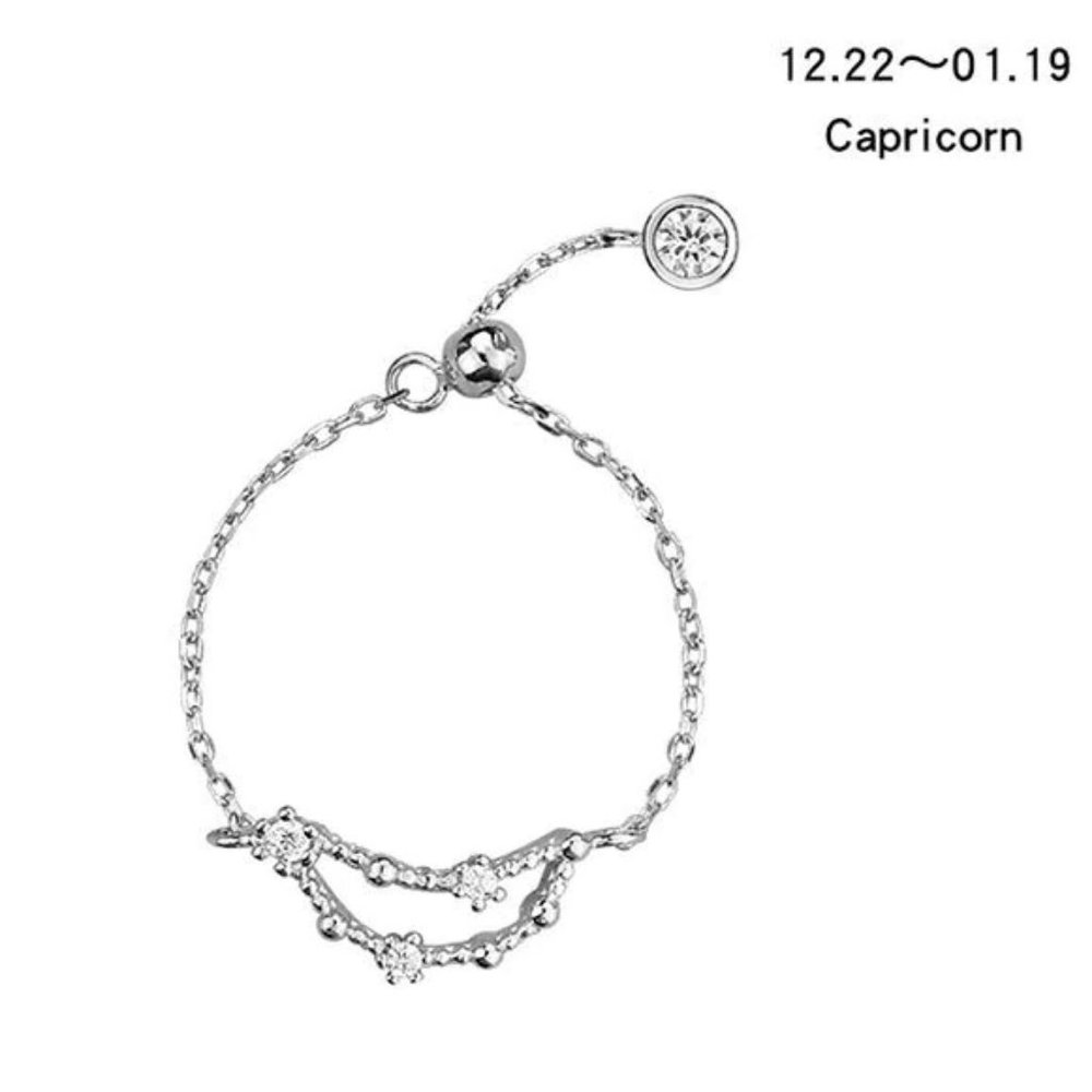 Sterling Silver Zodiac Resizable Ring-Capricorn A
